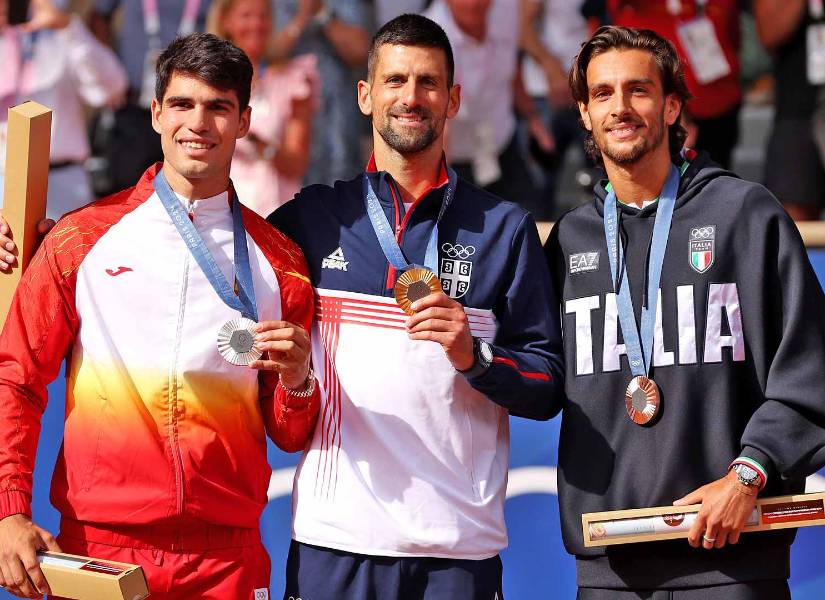 Alcaraz, Djokovic y Musetti en el podio de los Juegos Olímpicos de Paris 2024