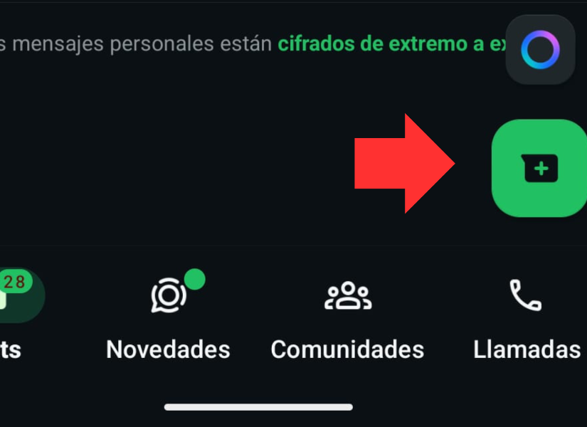 Botón de nuevo mensaje en WhatsApp