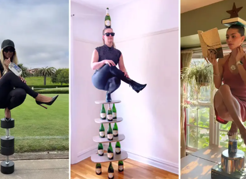 Mujeres haciendo el reto viral adecuadamente