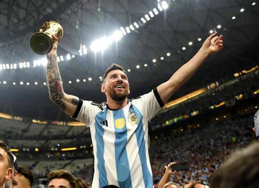 Messi celebrando la Copa del Mundo 2022.