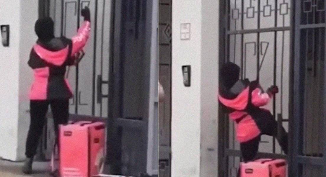 El increíble ingenio de una repartidora para entregar como sea un pedido