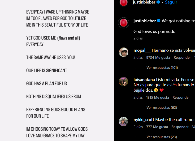 La publicación de Justin Bieber que encendió la mecha.