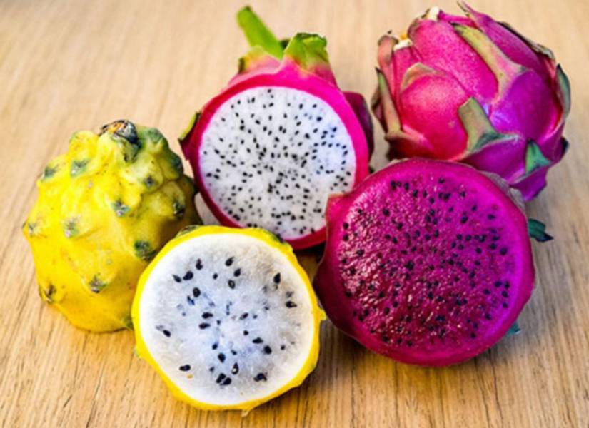 Imagen de la pitahaya amarilla y roja.