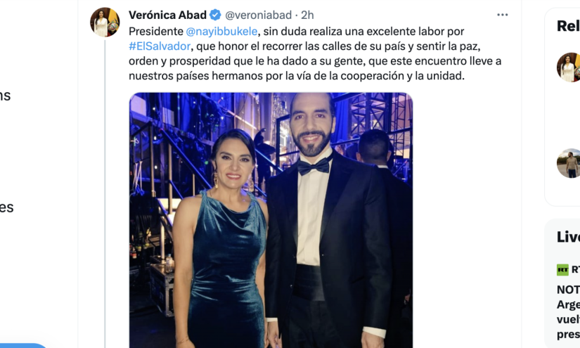 VerónicaAbad, vicepresidenta electa junto al presidente de El Salvador Nayib Bukele.