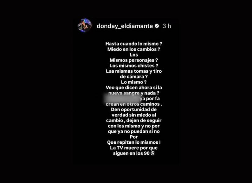 Historia de Instagram donde Don Day criticaba las producciones nacionales.