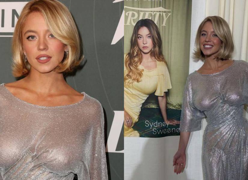 Sydney Sweeney y su polémico vestido semitransparente.