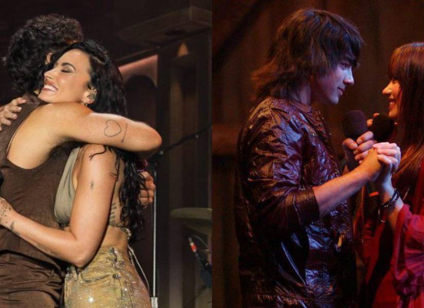 Joe Jonas y Demi Lovato en el concierto, y durante su paso por Camp Rock.