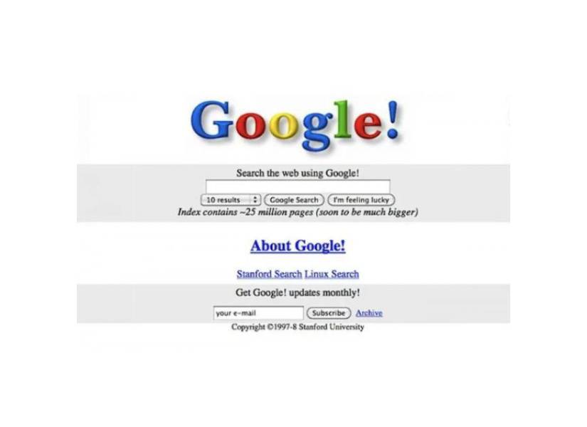 Página principal de Google en sus inicios.