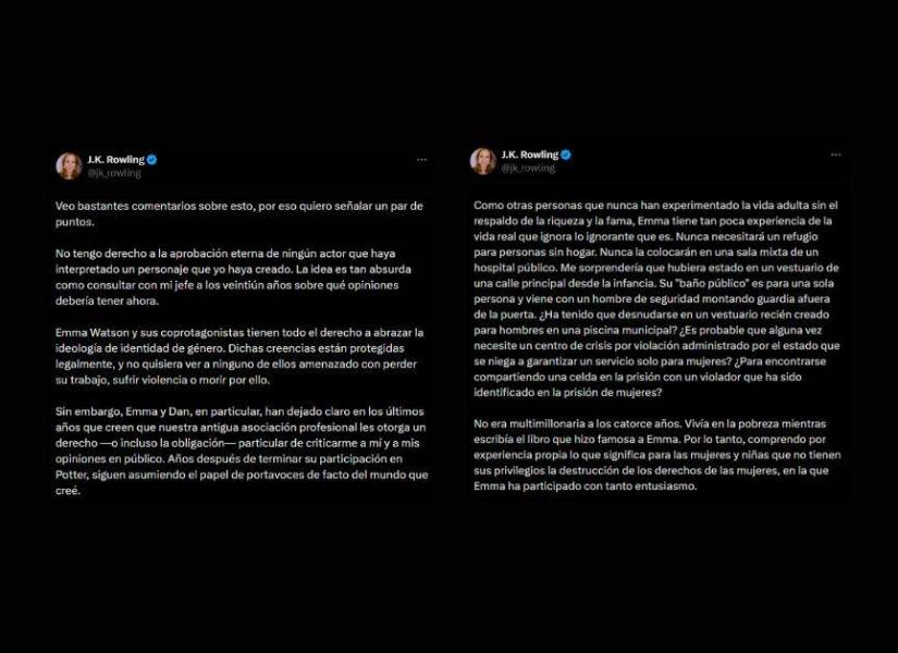 Parte del mensaje de J.K. Rowling a Emma Watson.