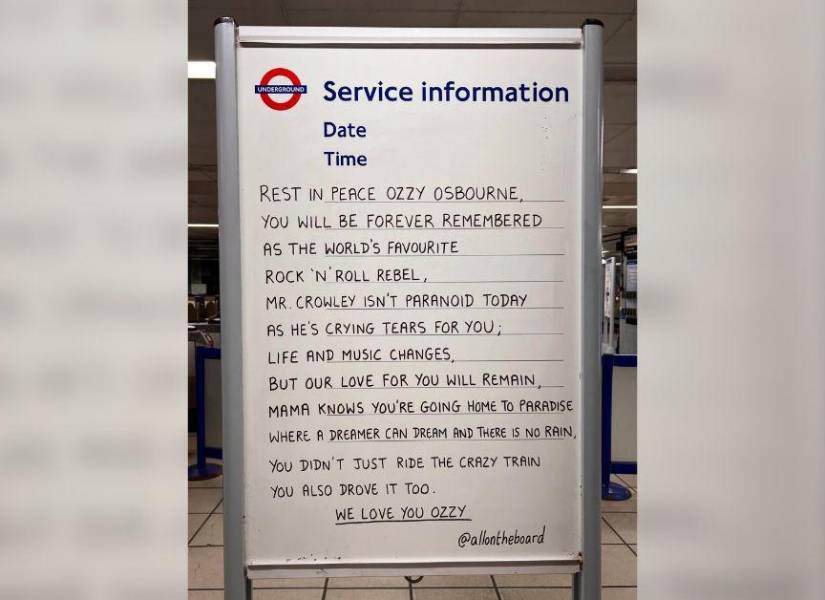 Homenaje del Metro de Londres a Ozzy Osbourne.