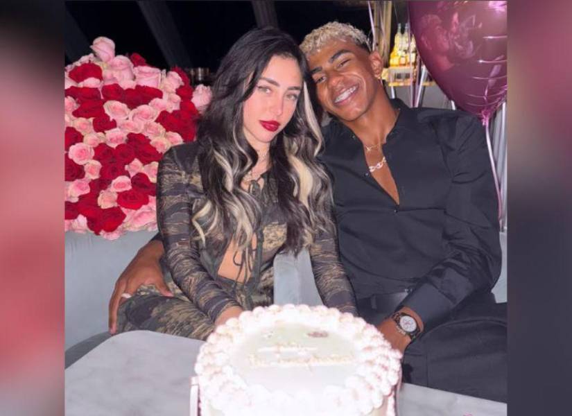 Lamine Yamal y Nicki Nicole en su fiesta de cumpleaños.