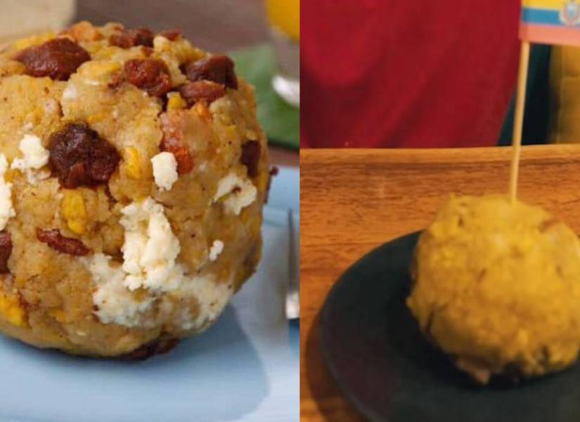 Un bolón mixto normal, y el bolón mixto presentado por Ibai.