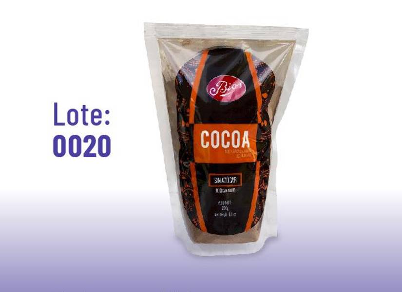 Lote 0020 del producto COCOA 100% Cacao Soluble Ecuatoriano, elaborado por Fábrica BIOS Cía. Ltda.