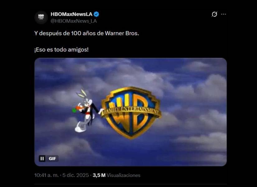 Publicación de despedida de HBO Max en X.