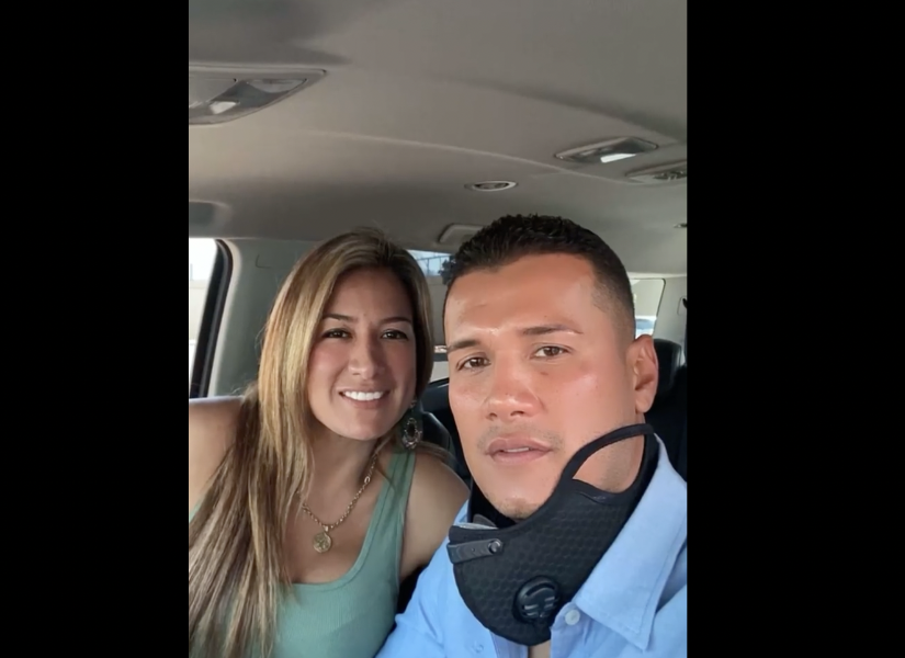 En la foto aparece Samara Rivera junto a alias Rasquiña, Jorge Luis Zambrano (+).