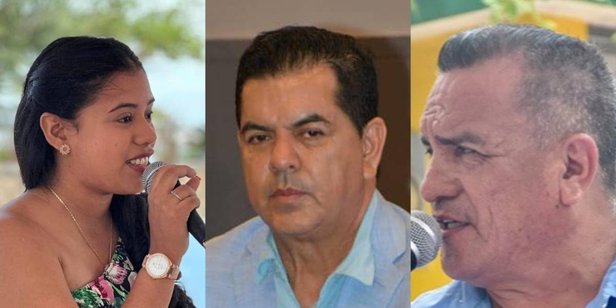 Fotos de Brigitte García, Jorge Maldonado, José Sánchez, alcaldes de Ecuador asesinados entre marzo y abril.