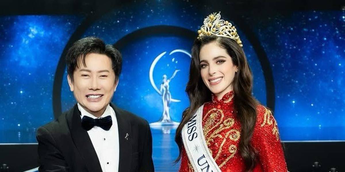 Nawat y Fátima Bosch en la final de Miss Universo en Tailandia.