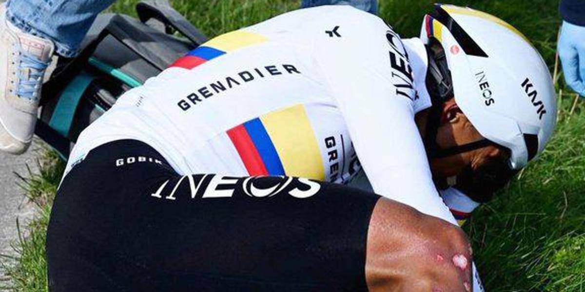 Jhonatan Narváez sufrió una dura caída en el Gent-Wevelgem de Flanders