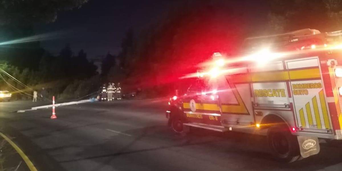 Quito: un poste de electricidad fue derribado en la avenida Simón Bolívar