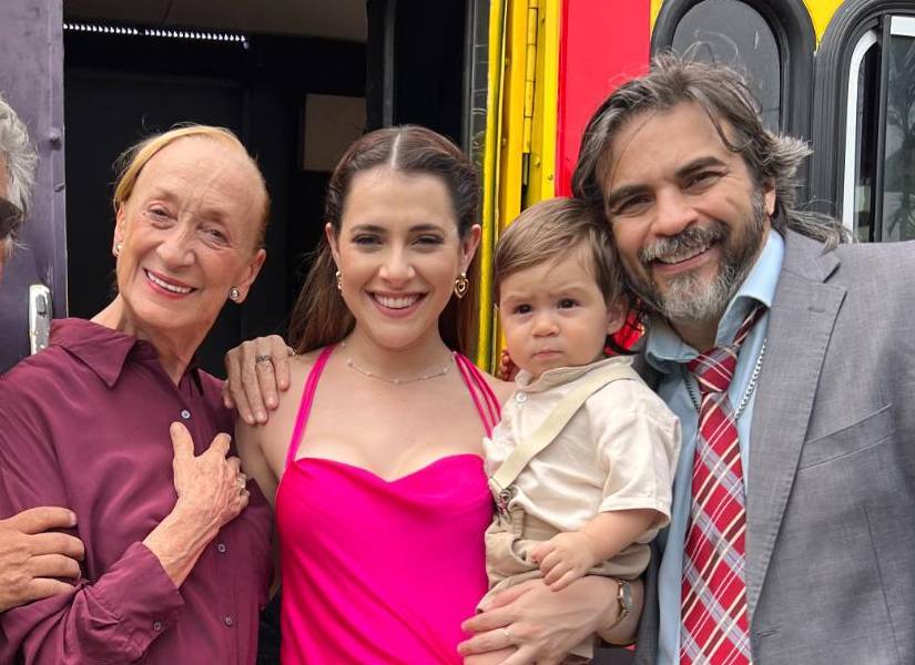 Marina Salvarezza, Maka Gómez y Diego Spotorno durante el rodaje de las últimas escenas de Los García.