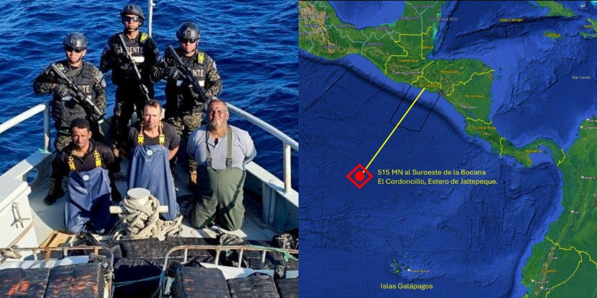 Tres ecuatorianos detenidos en El Salvador por transportar droga a 515 millas de la costa