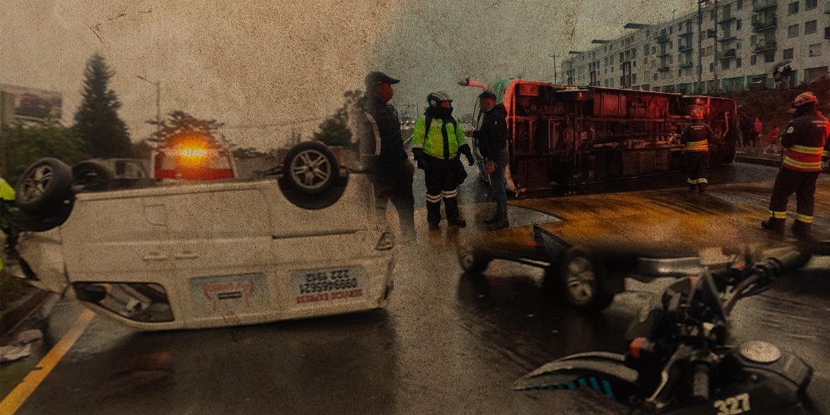 Quito: dos vehículos se volcaron durante las lluvias reportadas este 12 octubre
