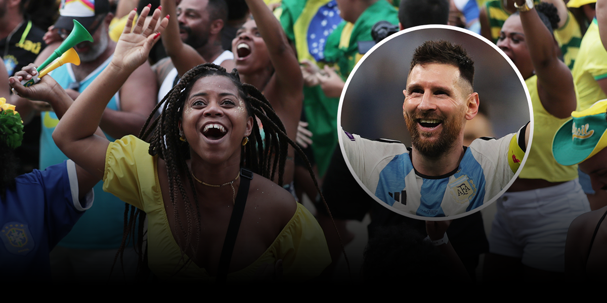 Mundial Qatar 2022: Hinchas brasileños alientan a la Argentina de Messi
