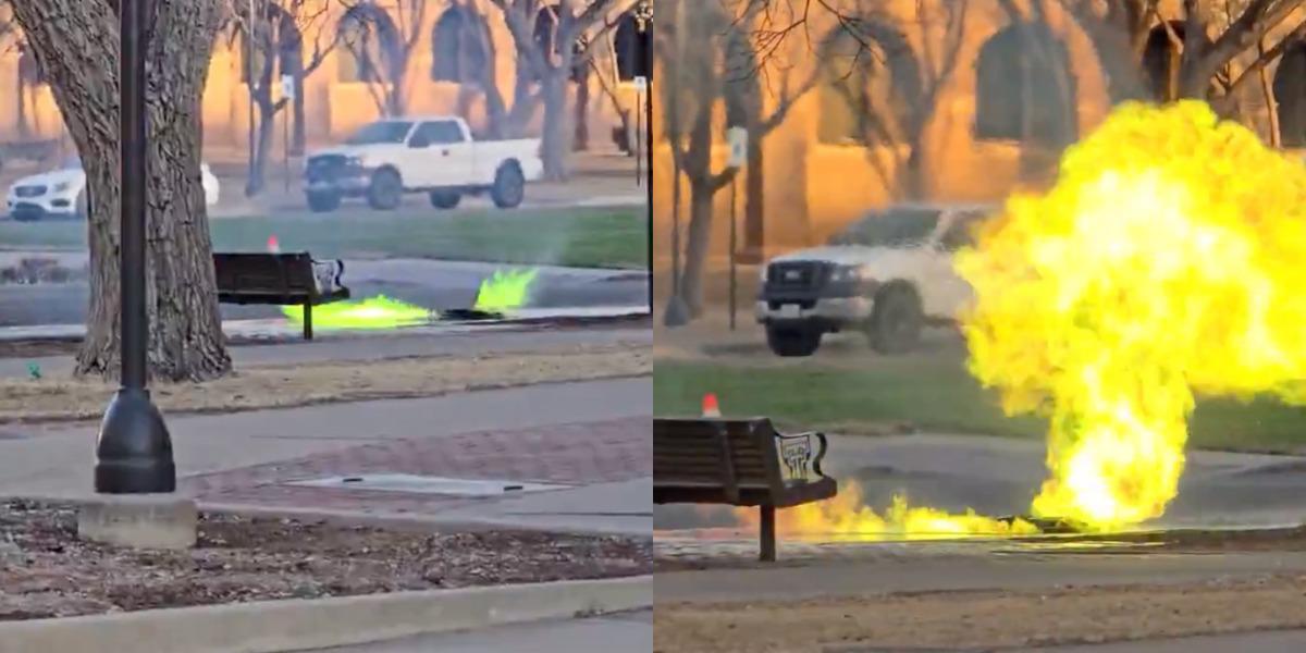 Fuego verde en una alcantarilla de Texas causa pánico y desata teorías en redes