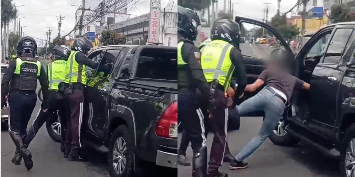 Quito | Un conductor fue sacado a la fuerza de su auto en plena vía por agentes de tránsito; esto dice la AMT