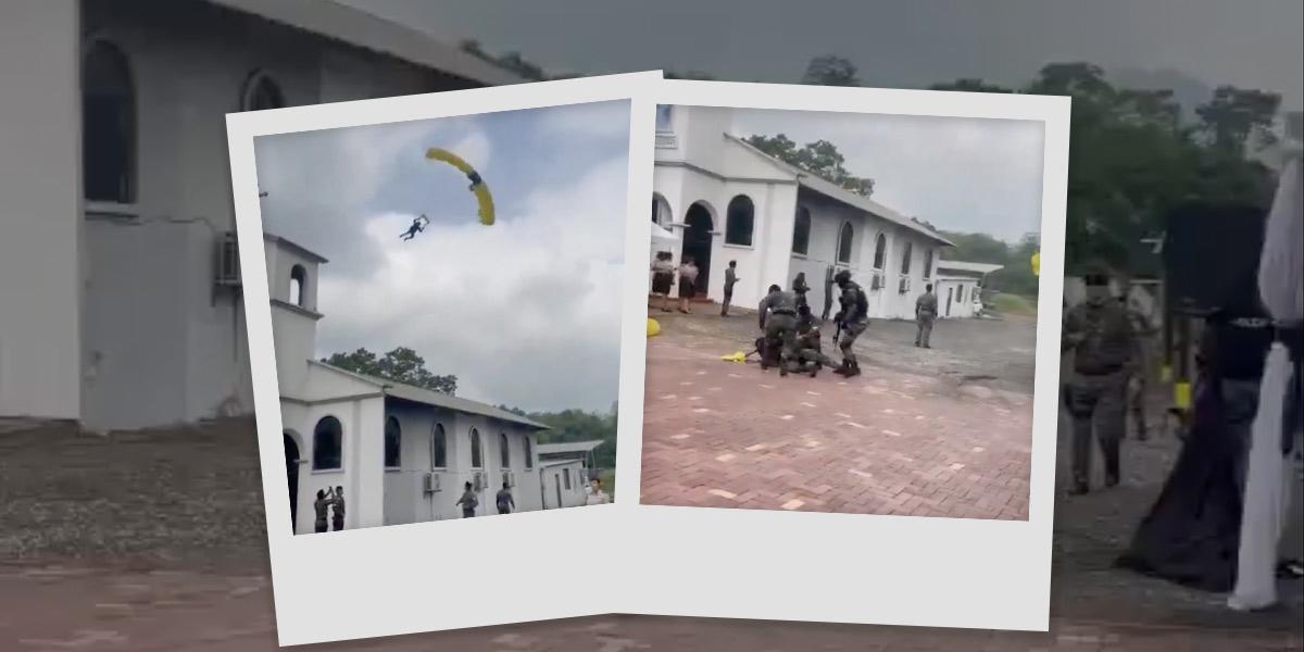 Un paracaidista de la Policía sufrió un accidente durante el aterrizaje, en Guayaquil