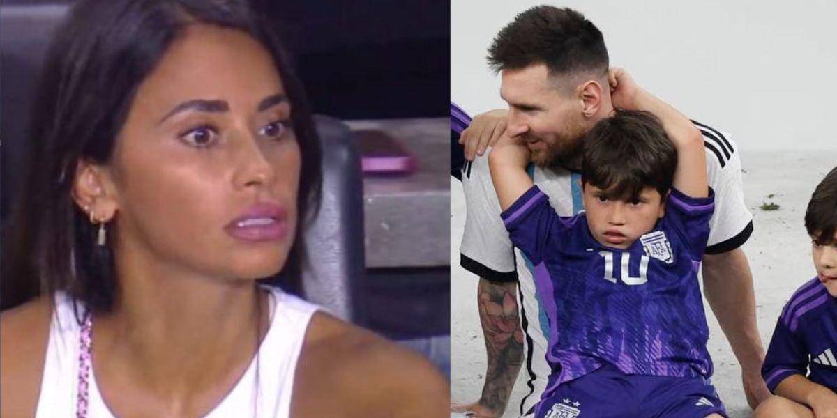 El viral regaño de Antonela Roccuzzo a sus hijos en medio de un partido de Lionel Messi