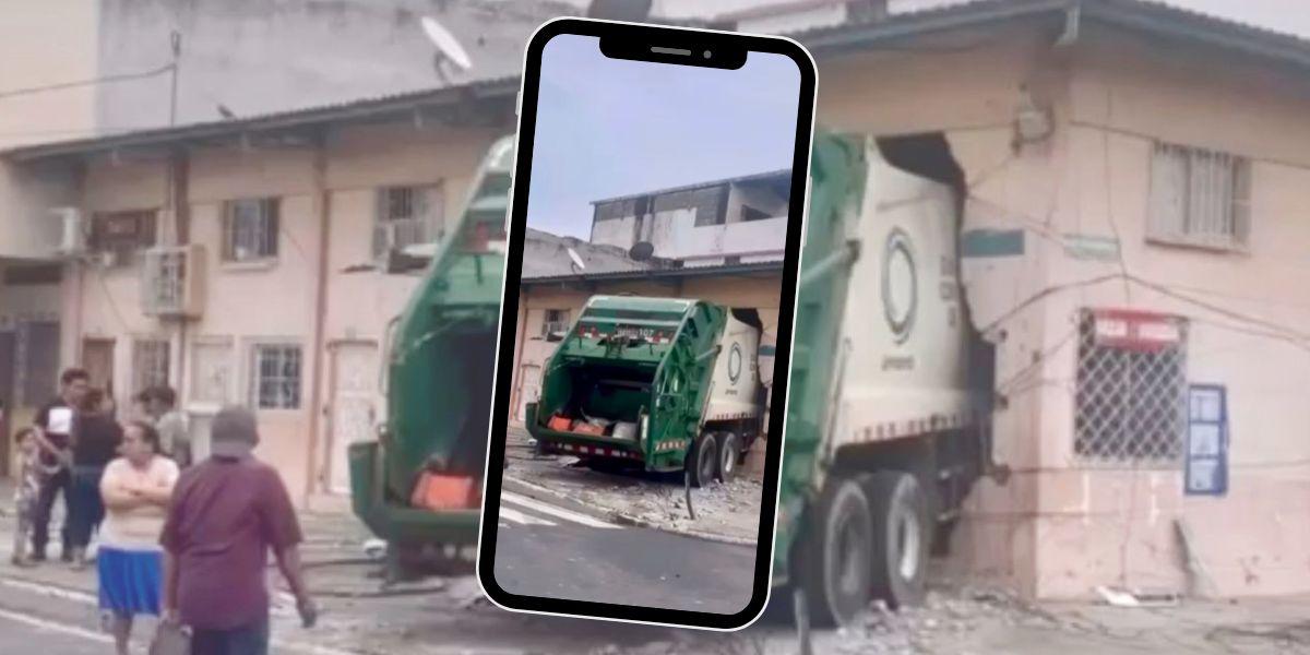 Guayaquil | Un camión recolector de basura choca contra una vivienda en el sur de la ciudad