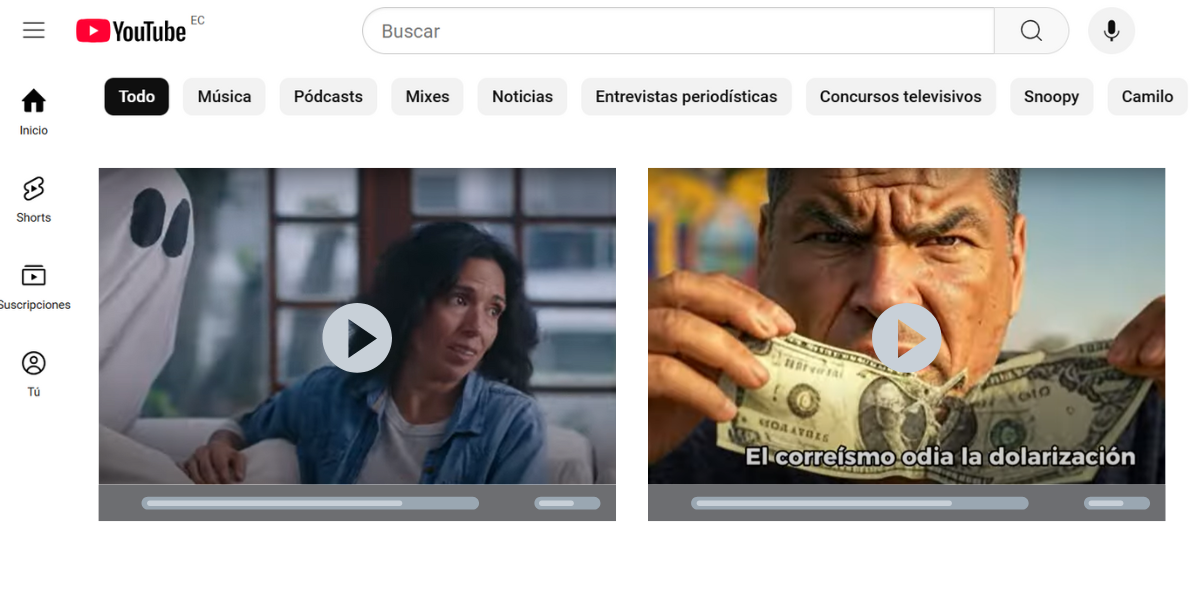 Los videos en contra o a favor de González y Noboa se pautan en YouTube desde cuentas reales y anónimas