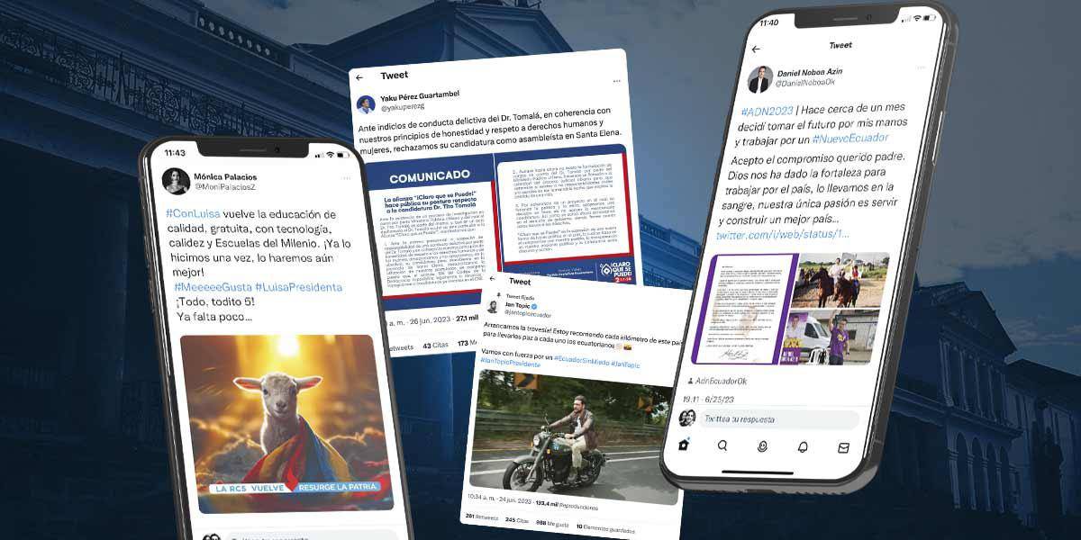 Elecciones Ecuador 2023 | La campaña se intensifica en redes sociales: borregos, recorridos en moto, apoyos y separaciones