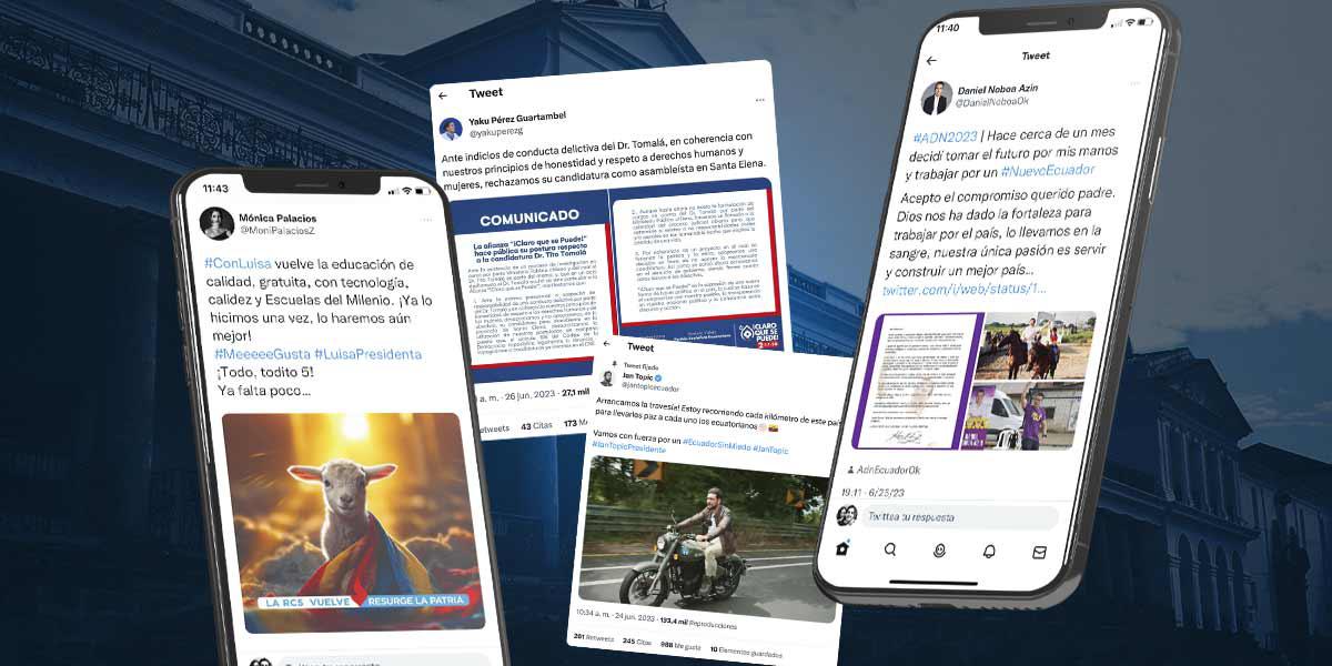 Elecciones Ecuador 2023 | La campaña se intensifica en redes sociales: borregos, recorridos en moto, apoyos y separaciones