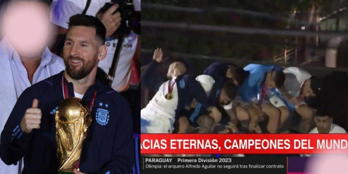 Selección Argentina casi cae sobre multitud en celebraciones callejeras; el suceso fue captado en vivo