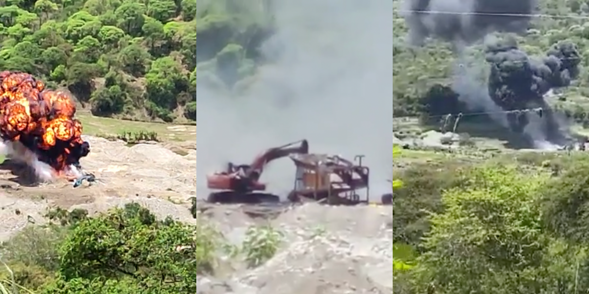Minería ilegal: helicópteros peruanos bombardearon maquinaria ecuatoriana, cerca de la frontera