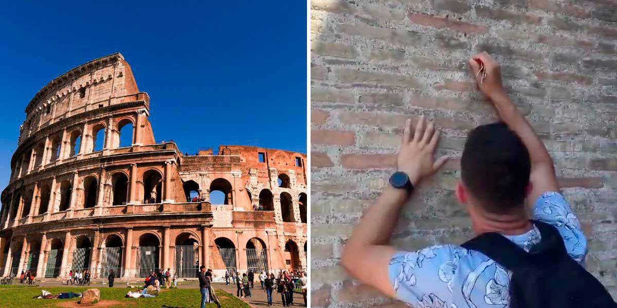Italia: la Policía busca al turista que talló su nombre y el de su pareja en el Coliseo en Roma