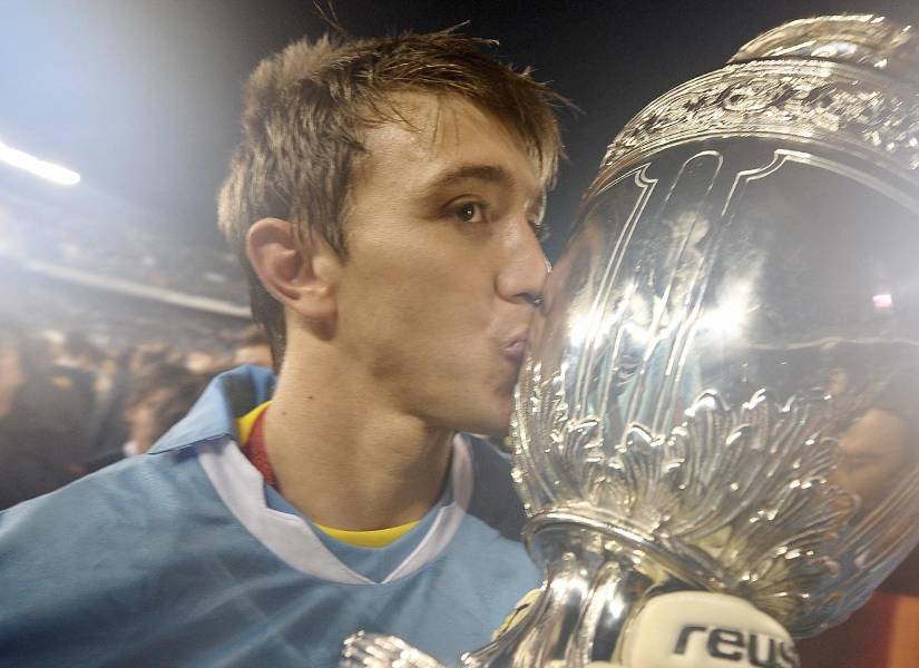 Fernando Muslera festejando la Copa América 2011.