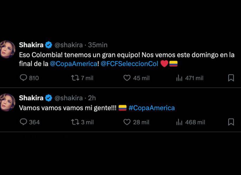 Captura de pantalla del X de Shakira.