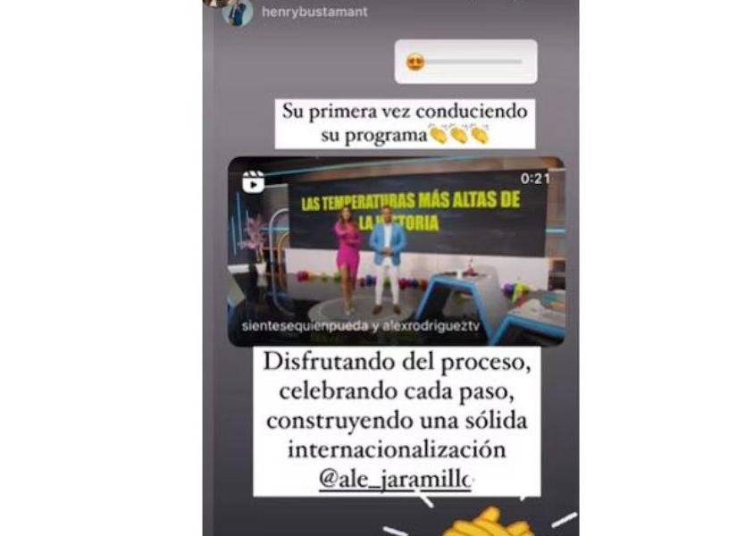 Captura de pantalla de el Instagram de Henry Bustamante, quien mantuvo una estrecha relación con la ecuatoriana mientras trabajaba en Ecuavisa.