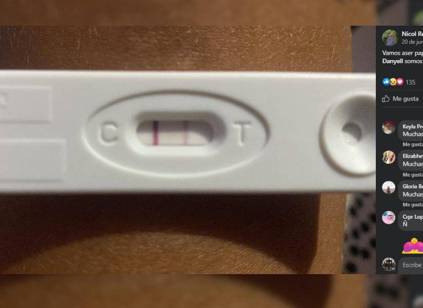 Captura de pantalla de la publicación de Nicol en Facebook en la que anunció que iba a ser madre por segunda vez en una imagen de archivo.