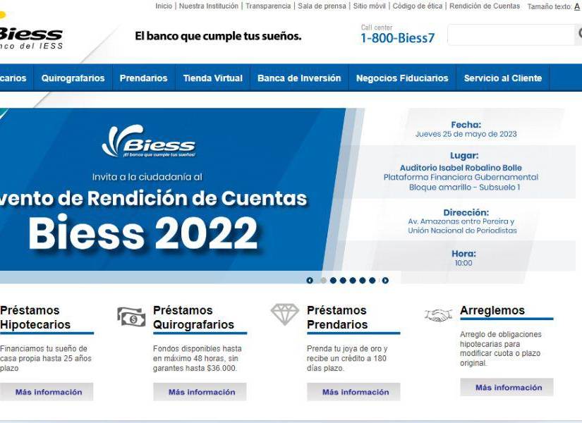 Captura del portal web oficial del Biess en una imagen de archivo.