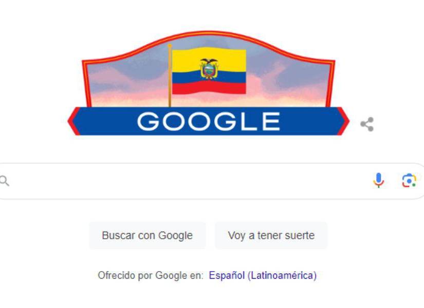 Captura de pantalla del doodle de Google con el que conmemoran el Primer Grito de Independencia del Ecuador en una imagen de archivo.