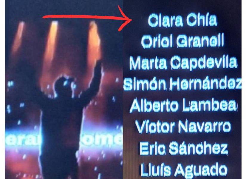 Imagen de los créditos de la Kings League. El nombre de Clara Chía fue el primero, según las piezas compartidas por los asistentes.