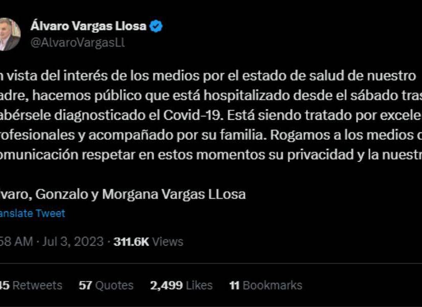 Mario Vargas Llosa en una imagen de archivo.