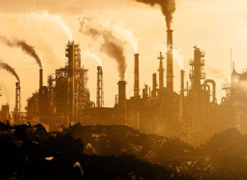 Imagen referencial de la industrialización extrema que está azotando al planeta tierra, actividad que genera una gran contaminación al enviar sus emisiones al aire.