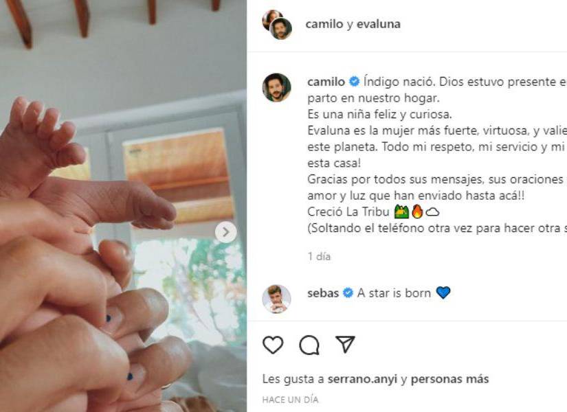 Camilo anunciando que oficialemente se convirtió en papá en una imagen de archivo,.