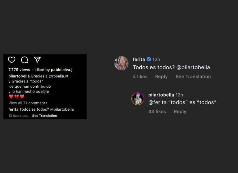Capturas de pantalla del Instagram de la madre de Rosalía. Hasta el momento, no existe la confirmación oficial de la separación de los artistas por parte de ninguno de los involucrados, o sus representantes.