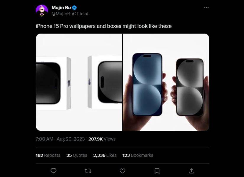 Captura de pantalla de lo publicado por el usuario @MajinBuOfficial respecto a la apariencia del nuevo smartphone de Apple.